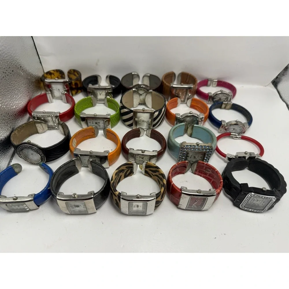 Mixed Brands Cuff Bangle Bracelet Watches Lot Of 20 Mixed Materials